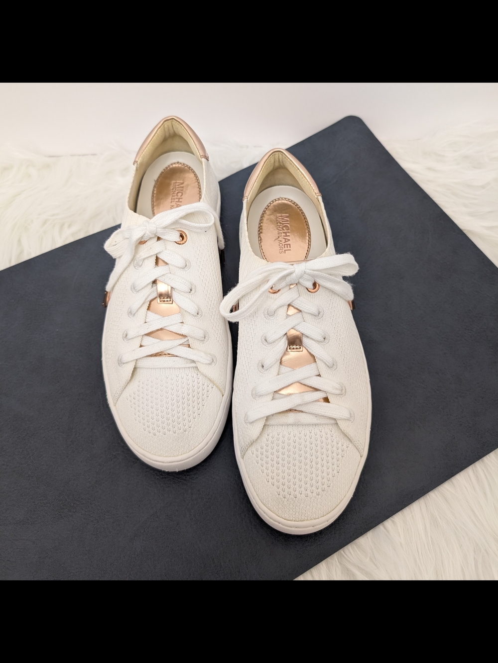 Michael Kors White & Rose Gold Sneakers – Women's